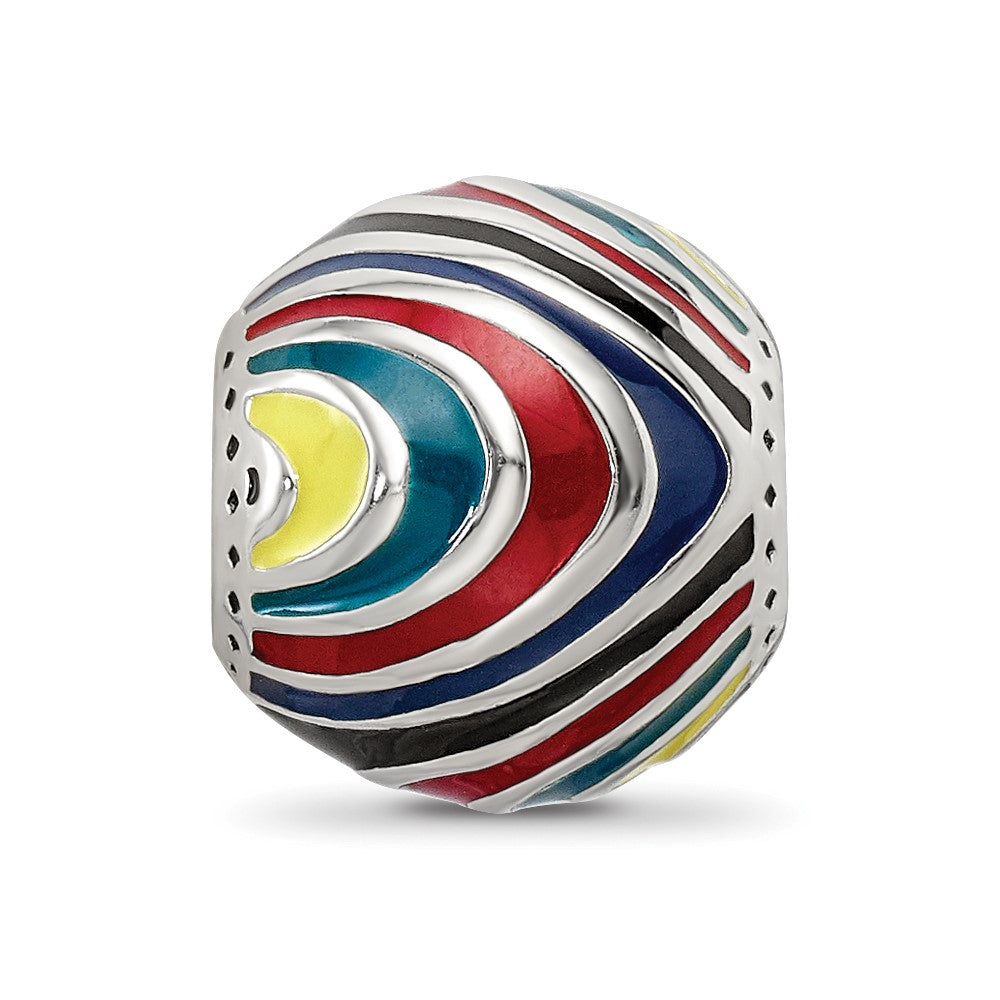 Sterling Silver Reflections Multi-colored Enameled Silver IP-Plated Bead