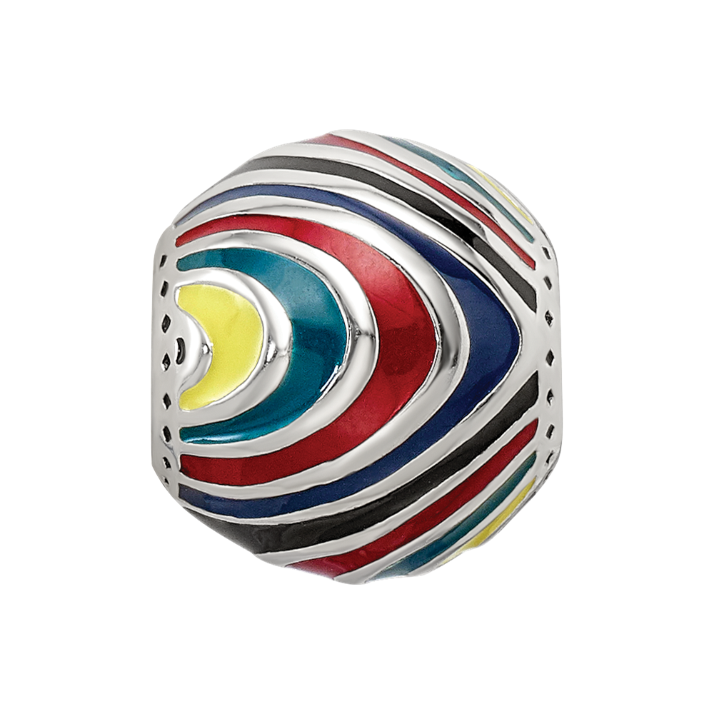 Sterling Silver Reflections Multi-colored Enameled Silver IP-Plated Bead