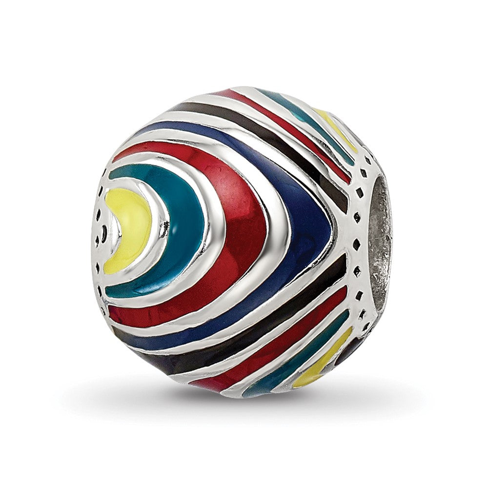 Sterling Silver Reflections Multi-colored Enameled Silver IP-Plated Bead