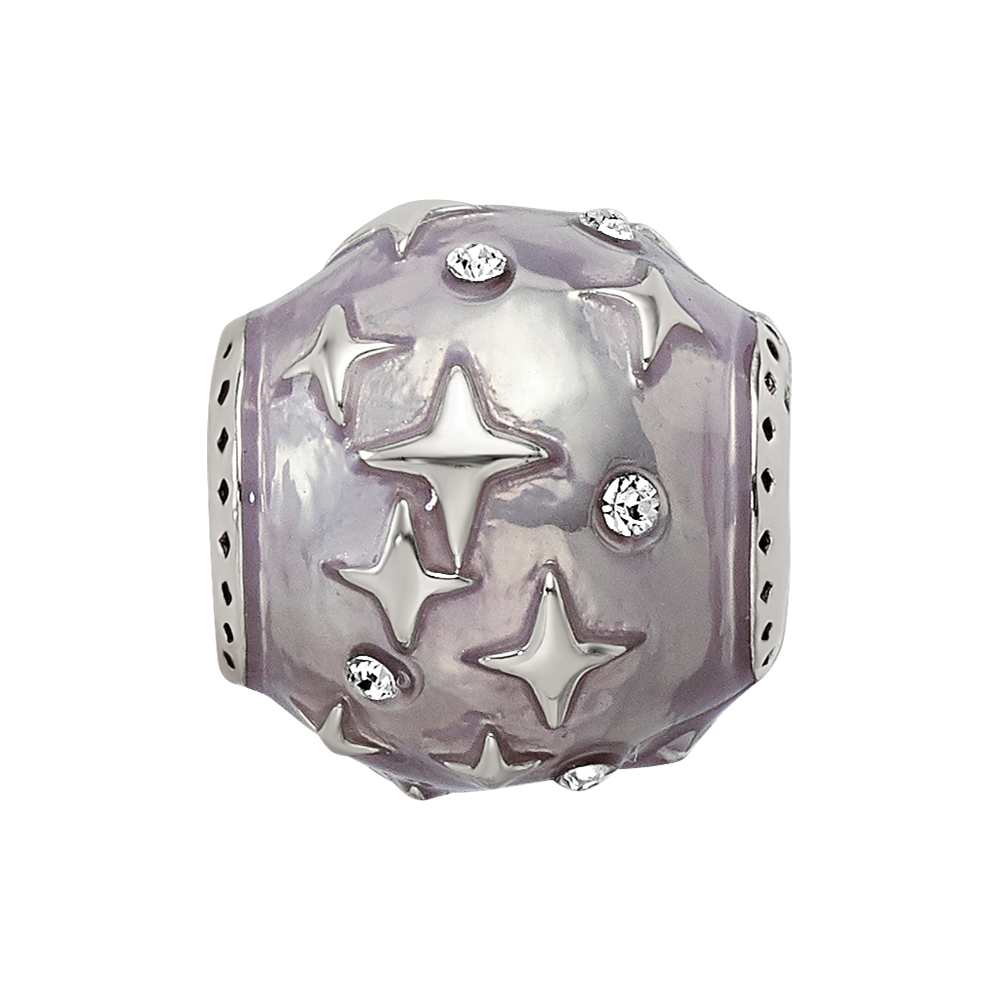Sterling Silver Reflections Lavender Enamel & Crystal Star Bead
