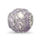 Sterling Silver Reflections Lavender Enamel & Crystal Star Bead