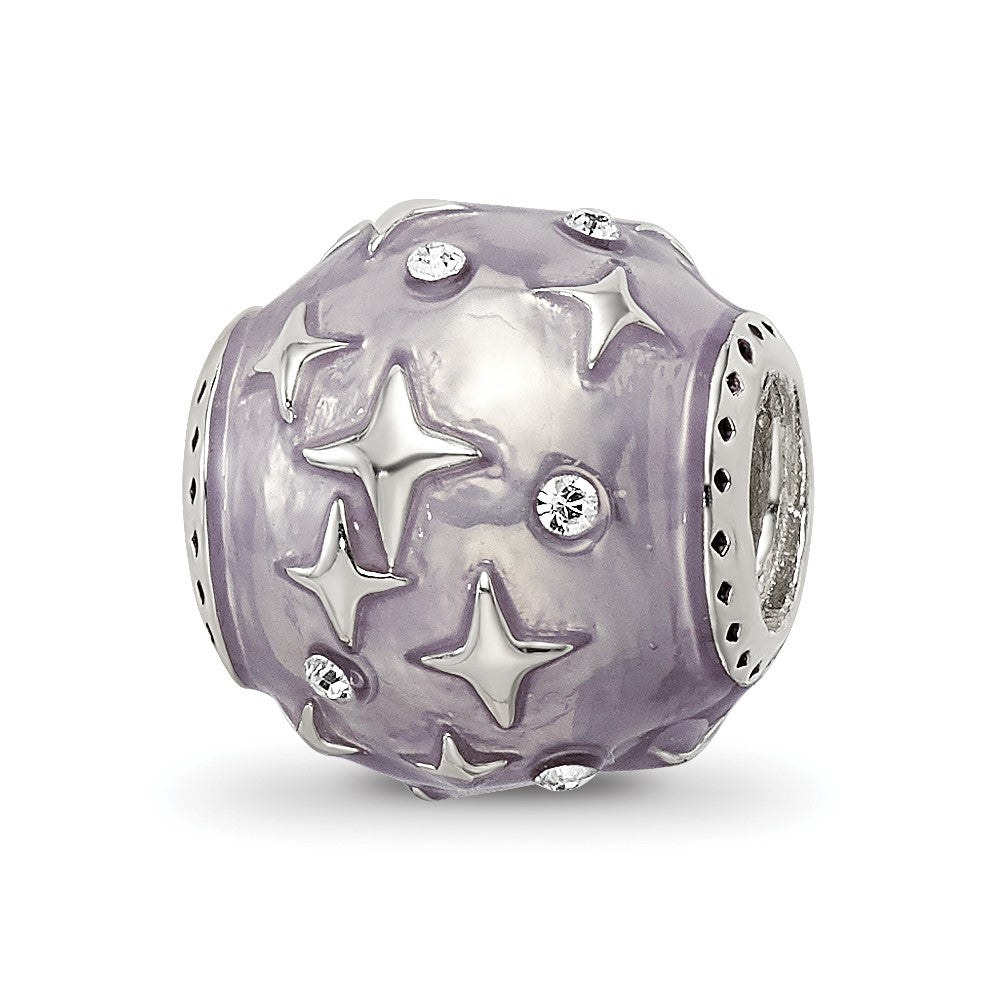 Sterling Silver Reflections Lavender Enamel & Crystal Star Bead