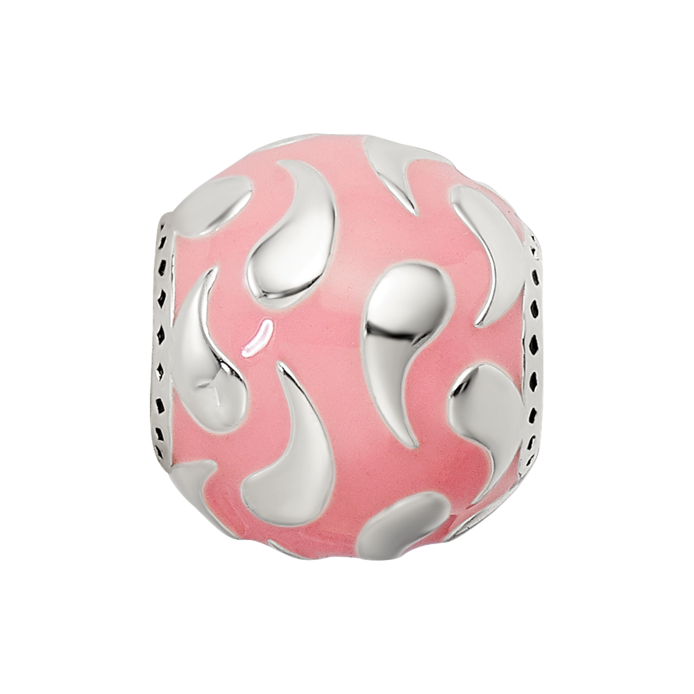 Sterling Silver Reflections Pink Enameled & Silver IP-Plated Bead