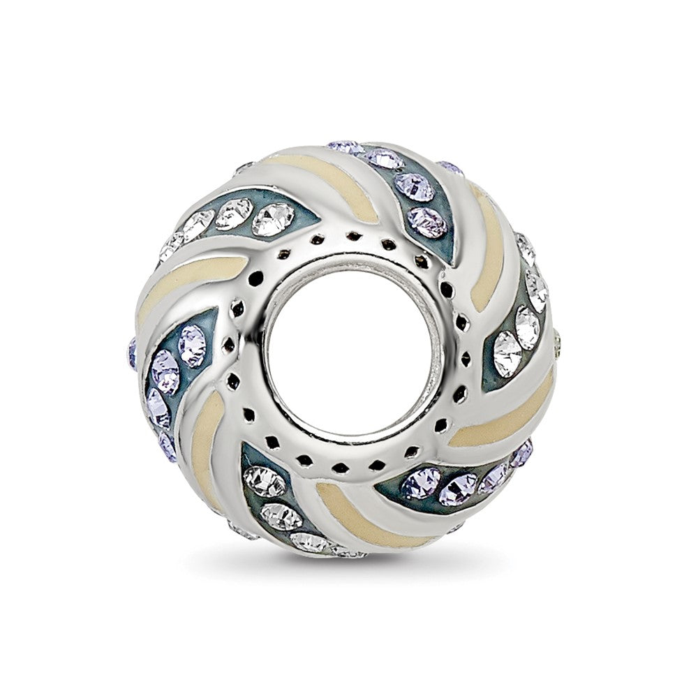 Sterling Silver Reflections Yellow & Green Enameled, CZ Silver IP-Plated