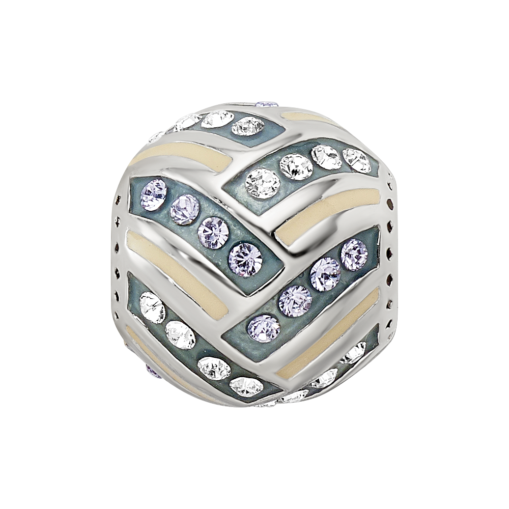 Sterling Silver Reflections Yellow & Green Enameled, CZ Silver IP-Plated