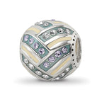 Sterling Silver Reflections Yellow & Green Enameled, CZ Silver IP-Plated