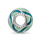 Sterling Silver Reflections Mint & Teal Enameled, Silver IP-Plated Bead
