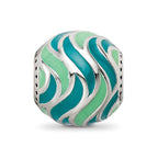 Sterling Silver Reflections Mint & Teal Enameled, Silver IP-Plated Bead