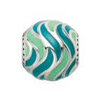 Sterling Silver Reflections Mint & Teal Enameled, Silver IP-Plated Bead