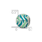 Sterling Silver Reflections Mint & Teal Enameled, Silver IP-Plated Bead