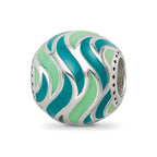 Sterling Silver Reflections Mint & Teal Enameled, Silver IP-Plated Bead