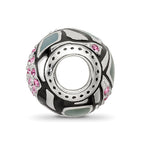 Sterling Silver Reflections Black & Gray Enameled, Pink CZ Silver IP-Plat