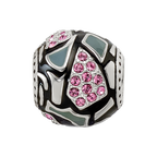 Sterling Silver Reflections Black & Gray Enameled, Pink CZ Silver IP-Plat