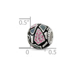 Sterling Silver Reflections Black & Gray Enameled, Pink CZ Silver IP-Plat