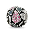 Sterling Silver Reflections Black & Gray Enameled, Pink CZ Silver IP-Plat