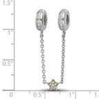 Sterling Silver Reflections Rhodium-plated 3in Security Chain CZ Beads
