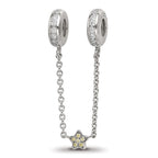Sterling Silver Reflections Rhodium-plated 3in Security Chain CZ Beads