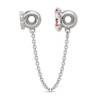 Reflections Sterling Silver Rhodium-plated 3in Security Chain Snowman & flake CZ Bead