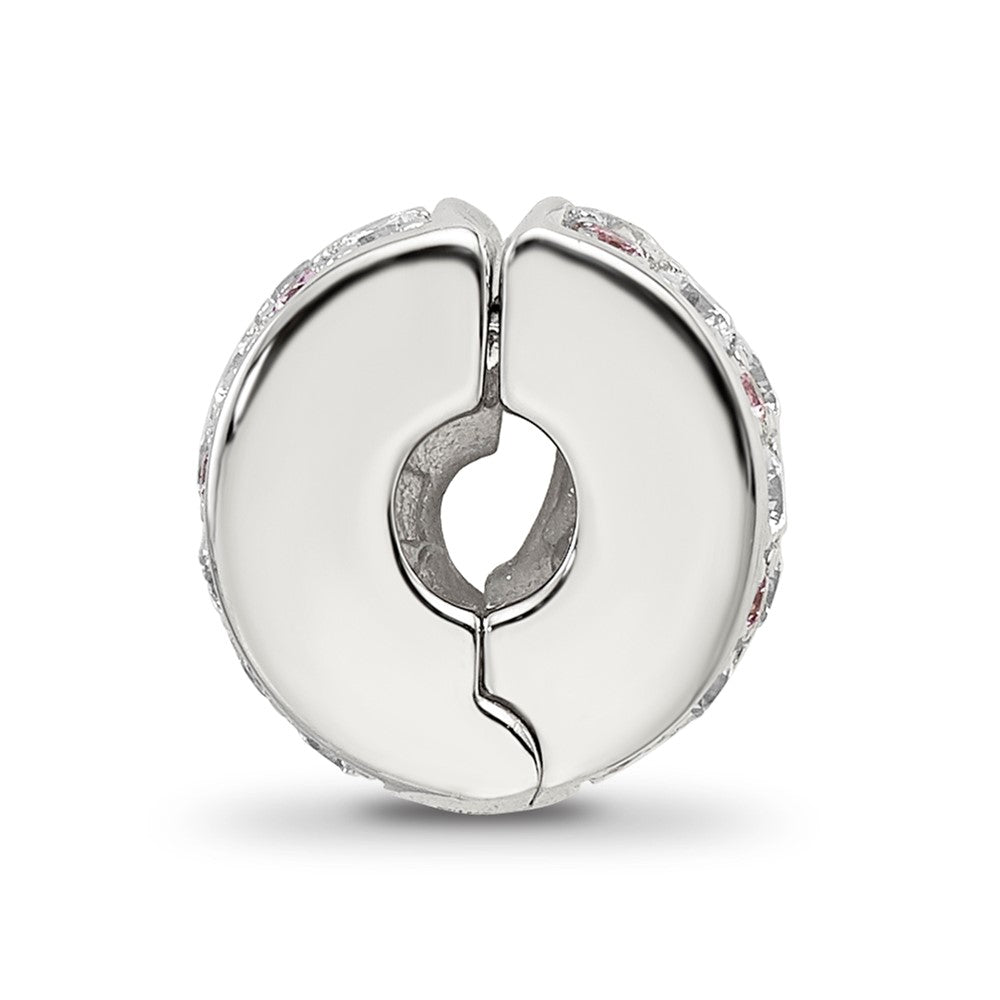 Sterling Silver Reflections Rhodium-plated White & Pink CZ Hinged Bead