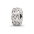 Sterling Silver Reflections Rhodium-plated White & Pink CZ Hinged Bead