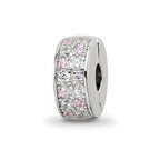 Sterling Silver Reflections Rhodium-plated White & Pink CZ Hinged Bead