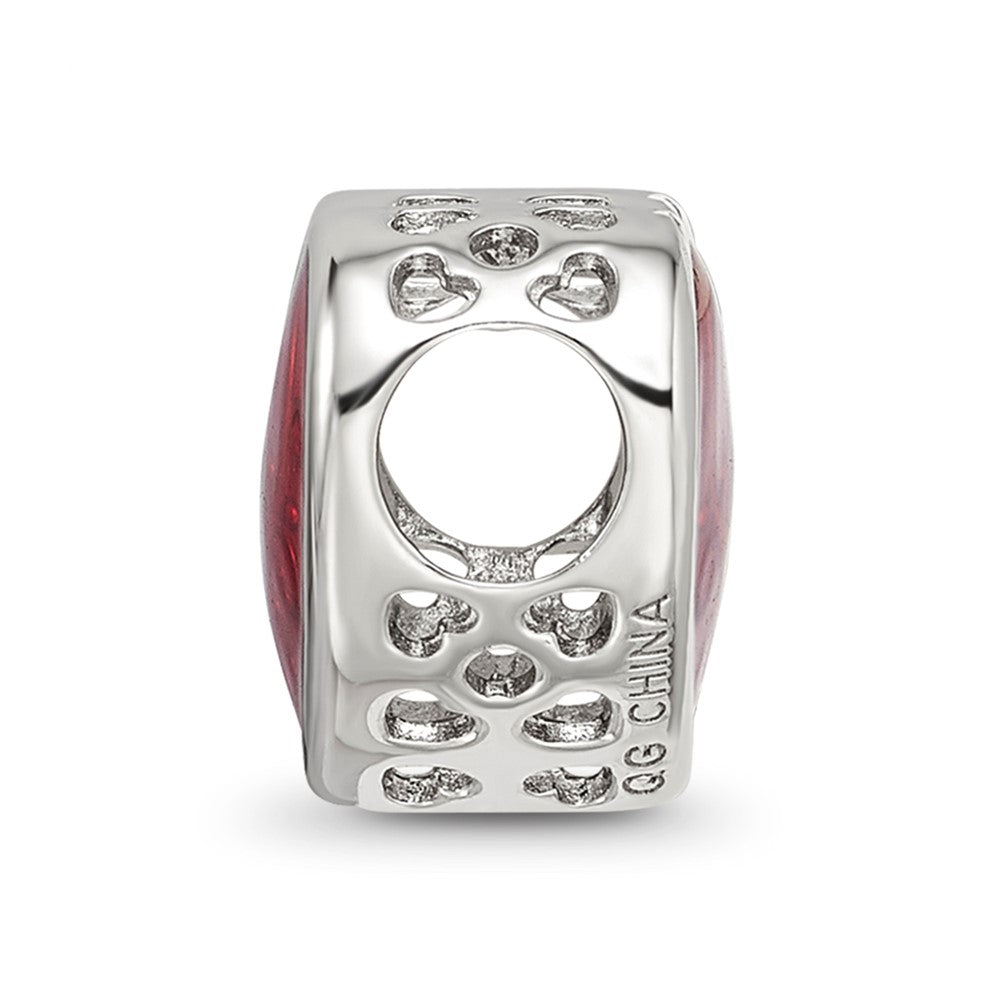 Sterling Silver Reflections Rh-plated Red Enamel Embelishment Bead