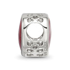 Sterling Silver Reflections Rh-plated Red Enamel Embelishment Bead