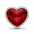 Sterling Silver Reflections Rh-plated Red Enamel Embelishment Bead