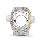 Sterling Silver Reflections Rh-plate Gold-tone FWC Pearl & CZ Tree Bead