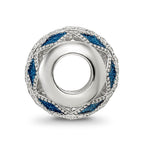 Sterling Silver Reflections Rh-plated Blue Accent & CZ Circle Bead