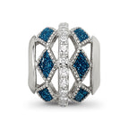Sterling Silver Reflections Rh-plated Blue Accent & CZ Circle Bead