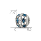 Sterling Silver Reflections Rh-plated Blue Accent & CZ Circle Bead