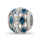 Sterling Silver Reflections Rh-plated Blue Accent & CZ Circle Bead