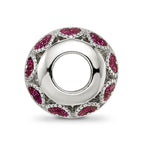Sterling Silver Reflections Rh-plated Pink Enamel Hearts & CZ Circle Bead