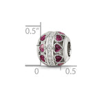 Sterling Silver Reflections Rh-plated Pink Enamel Hearts & CZ Circle Bead