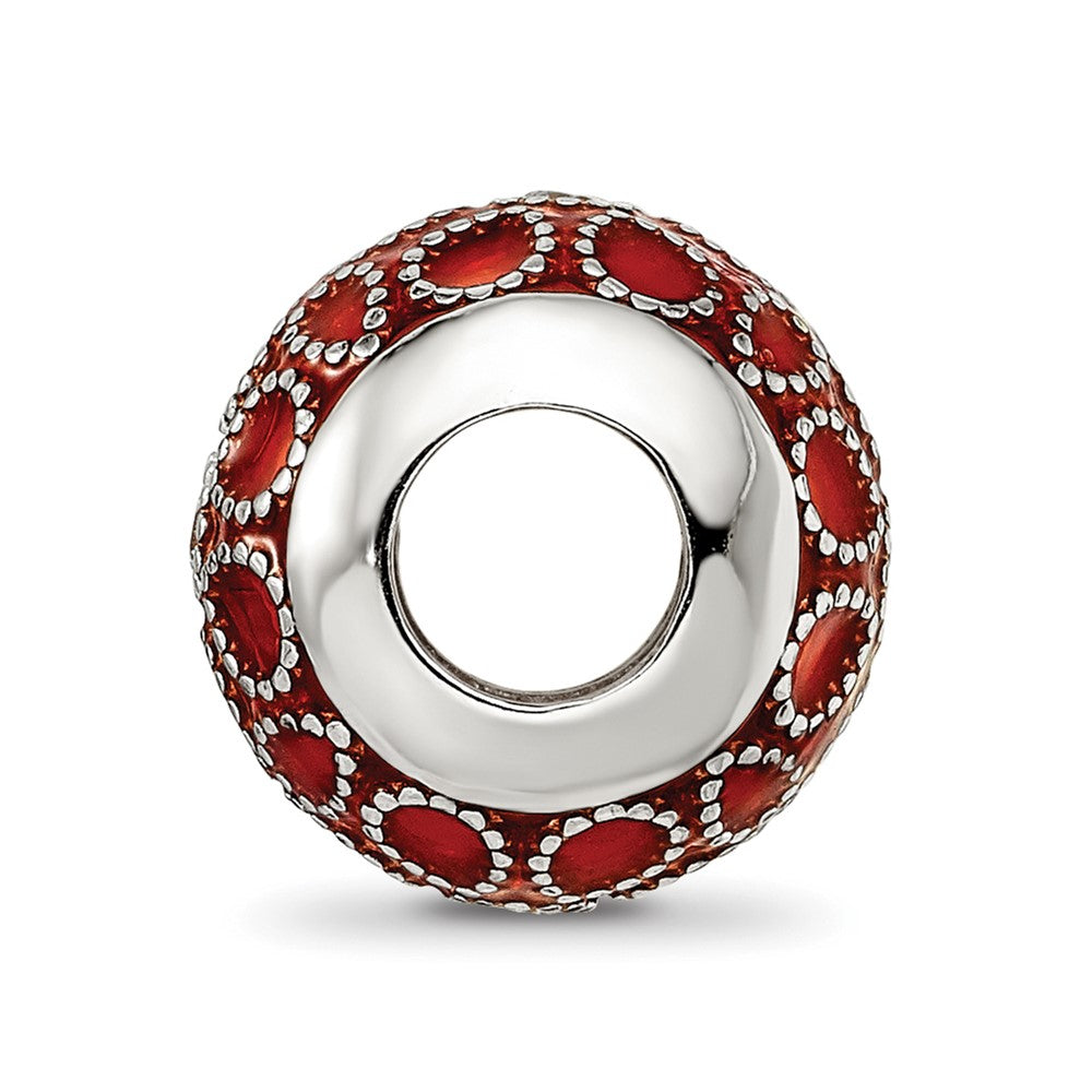 Sterling Silver Reflections Rh-plated CZs Orange Enameled Bead