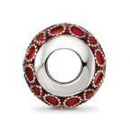 Sterling Silver Reflections Rh-plated CZs Orange Enameled Bead
