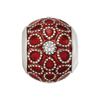Sterling Silver Reflections Rh-plated CZs Orange Enameled Bead