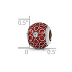 Sterling Silver Reflections Rh-plated CZs Orange Enameled Bead