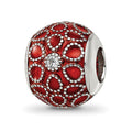 Sterling Silver Reflections Rh-plated CZs Orange Enameled Bead