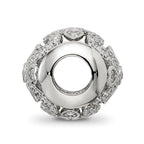 Sterling Silver Reflections Rhodium-plated CZ with Hearts Bead