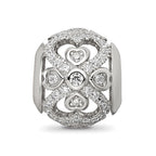 Sterling Silver Reflections Rhodium-plated CZ with Hearts Bead