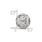 Sterling Silver Reflections Rhodium-plated CZ with Hearts Bead