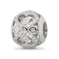 Sterling Silver Reflections Rhodium-plated CZ with Hearts Bead