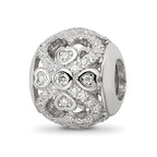Sterling Silver Reflections Rhodium-plated CZ with Hearts Bead