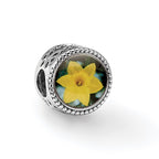 Sterling Silver Reflections Rhodium-plated March Flower Bead