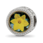 Sterling Silver Reflections Rhodium-plated March Flower Bead