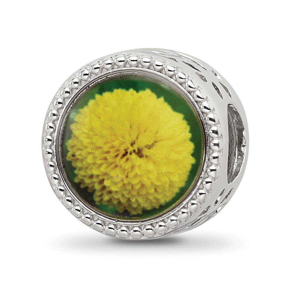 Sterling Silver Reflections Rhodium-plated November Flower Bead
