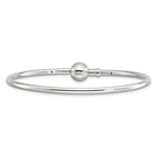 Sterling Silver Reflections Rhodium-plated Bangle with a Circle Clasp Bead