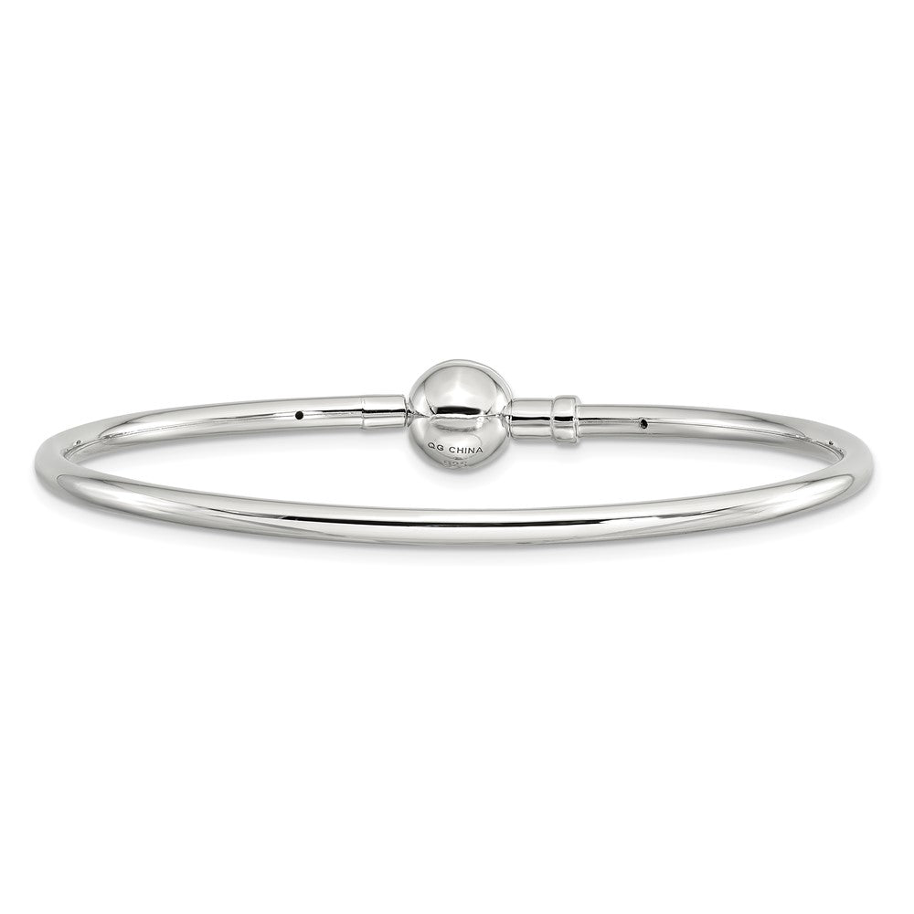 Sterling Silver Reflections Rhodium-plated Bangle with a Circle Clasp Bead
